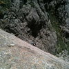 Brandi Horn following on Checkerboard Wall, 5.10+, Black Canyon, CO