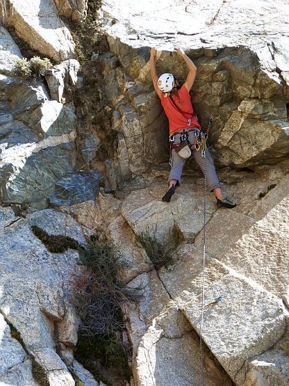 Just below the crux overlap on Welcome to Frustration (5.8), Frustration Creek