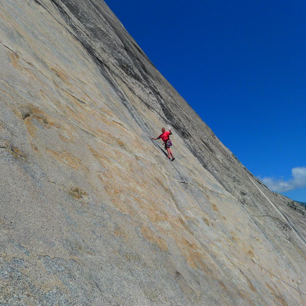 Mike Arechiga on the first pitch of, The Paraclete. 5.10a. Power Dome.