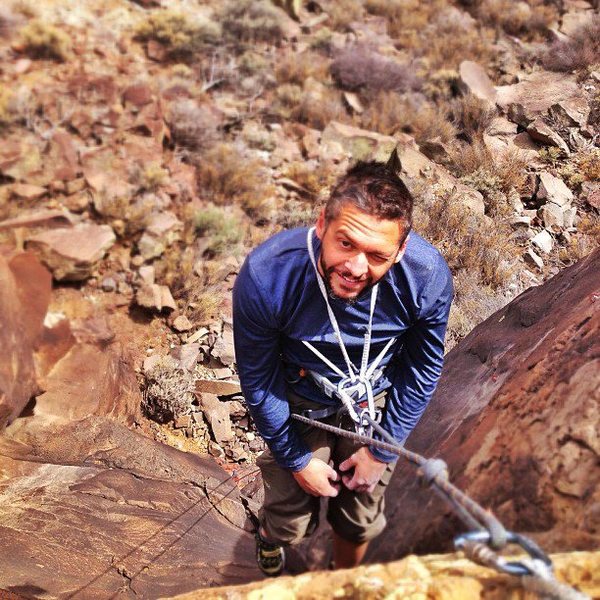 Eric working Black Mamba on TR self belay