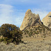 The Twin Sisters. South Twin Sister is on the left, while the North Twin Sister is on the right.