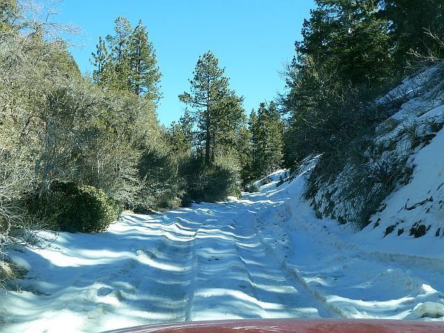 Winter road conditions, Holcomb Valley Pinnacles