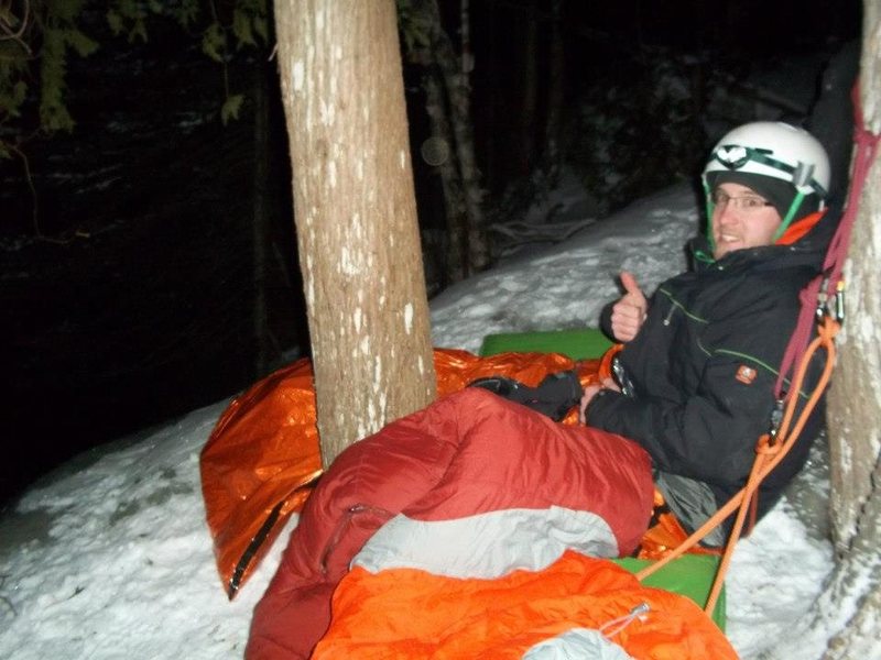 C.D. settling in for the night near the top of Green Gully.