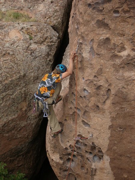 Tristan at the second bolt.