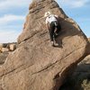 Bouldering near Slashface, Joshua Tree NP
<br>

<br>
Photo by Janes March