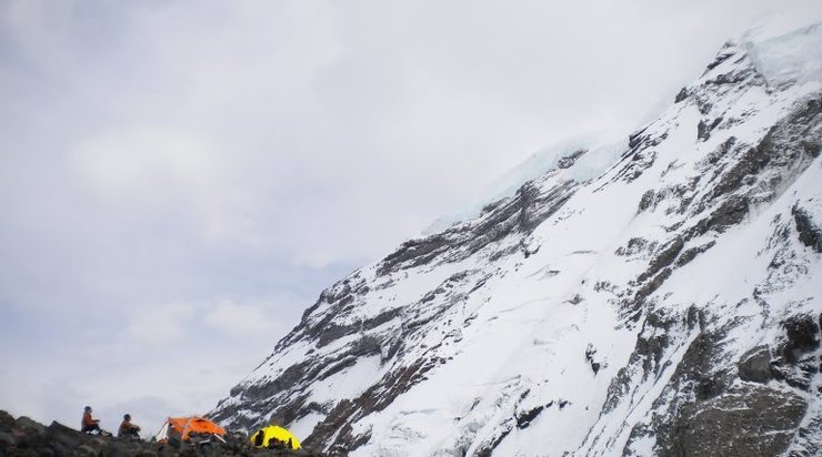 High camp with Curtis Ridge, Liberty Ridge,the Willis Wall, and Liberty Wall in the background.