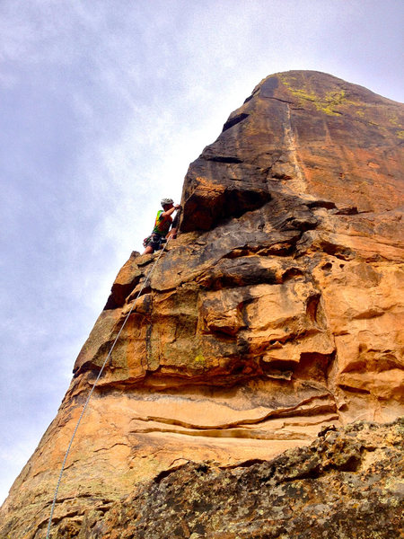 Only pro on the route... keeps your bouncing, leg-breaking fall from also sucking your belayer to his/ her death :)