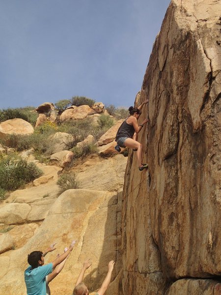 JT working the tall crack, and making headway. 