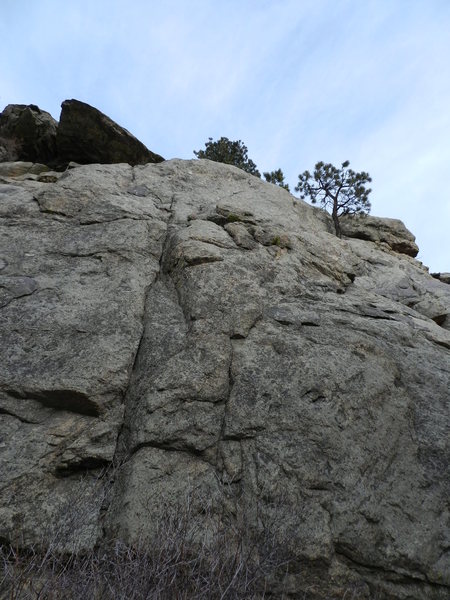 Climb the face to the right of the seam....