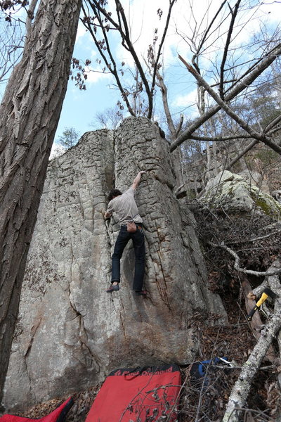 Nick climbing the Right Arete