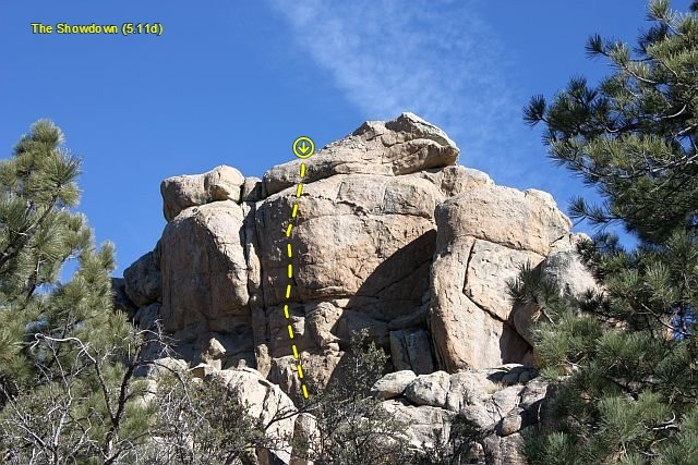 The Showdown (5.11d), Holcomb Valley Pinnacles