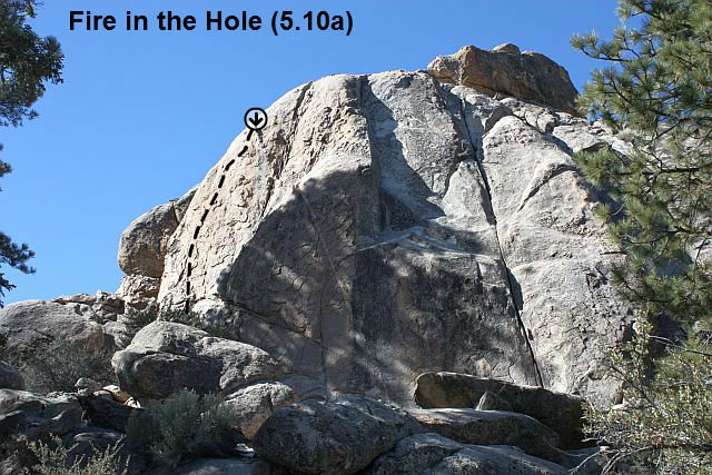 Fire in the Hole (5.10a), Holcomb Valley Pinnacles