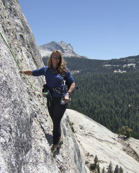 At the start of the traverse from West Crack toward Blown Away anchors