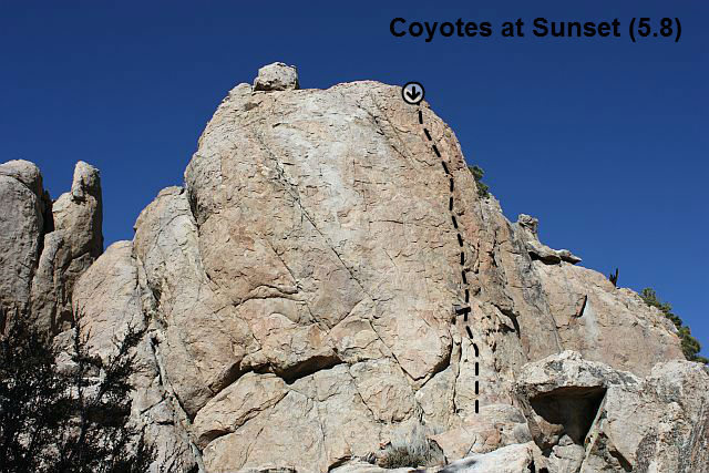 Coyotes at Sunset (5.8), Holcomb Valley Pinnacles