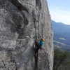 Tim Snyder on Tail of the Cat, the original line in the area put up a while ago. Photo: Ken Pitts