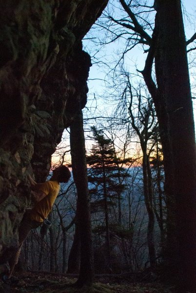 Aaron Parlier working this line at dusk after first cleaning it.