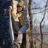 Alison Spatz climbs an obvious arete at the Breakfast Area on the East side.