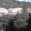 Terrace-right, brown section of cliff left of the large tree