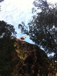 Matt beginning the rappel down the West face of Hammerhead. 