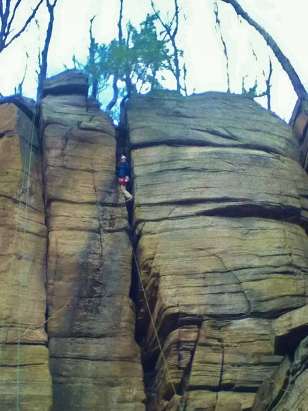 Resting just above the crux.