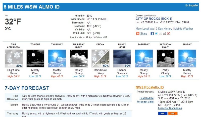 Weather for CIRO April 20th weekend.