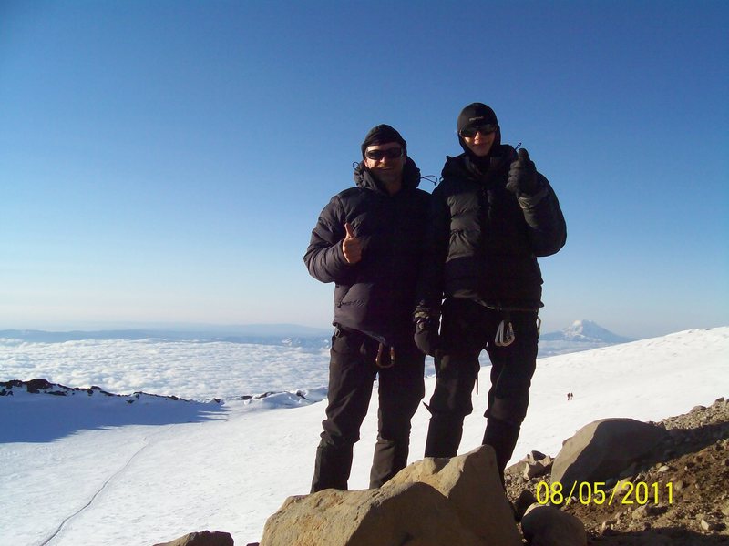 Son and I on top of Rainier