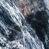 Traversing from "via Commune" onto the SE Arete.