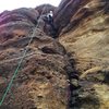 Sophia, 9, hiking her way up the route.