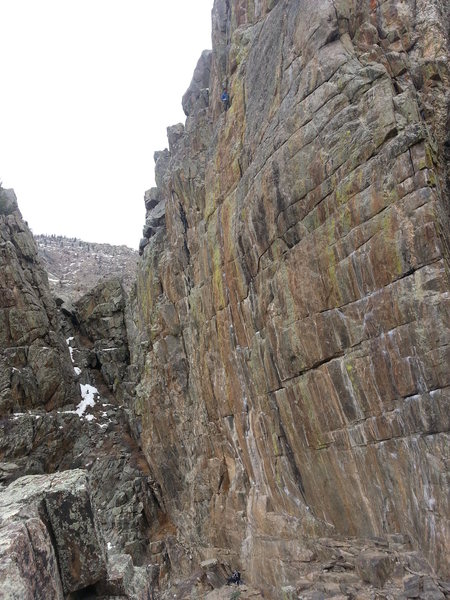 Brian B. standing at the chains of ODK. From this perspective, you can see just how long this route really is, classic!