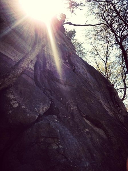 Mid-crux with the only gear below my feet.