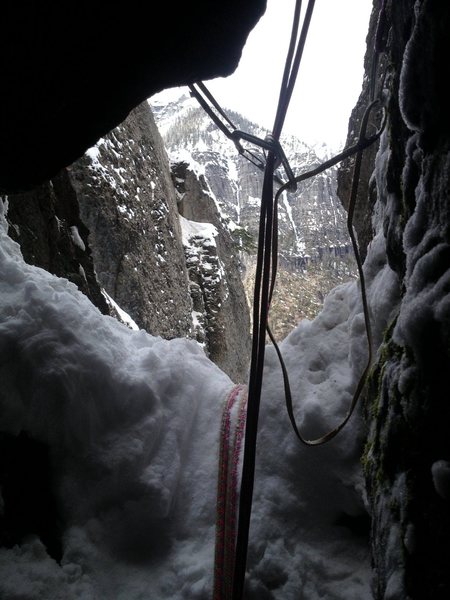 View from interior of belay cave pitch four.<br>
