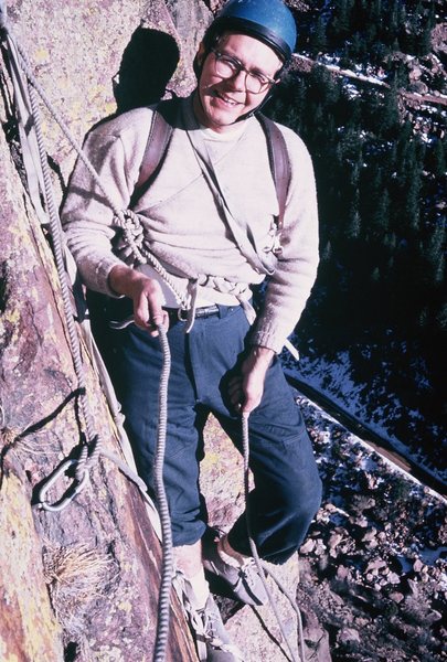 Rodger belaying on Super Slab.