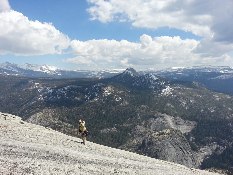 ..still wandering up the 4th class slabs to the Half Dome summit.