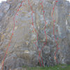 1st route on the left, also the farthest bolted line left on the wall<br>
<br>
topo w/new bolts