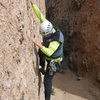 Climbing steep pockets and inclusions in the First Corridor.