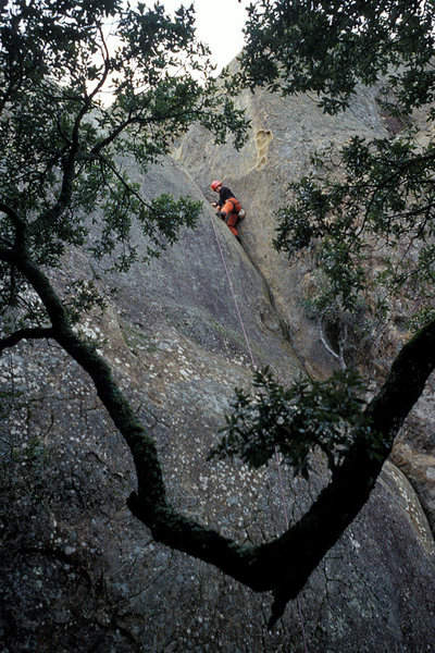 Liza Butler on Chouinard's Crack, at Mt. Diablo State Park.