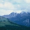 The Geislerspitzen from the South; the Kleine and Grosse Fermeda are the 2 prominent summits near center.