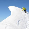 Ben, descending from the summit across the corniced knife-edge