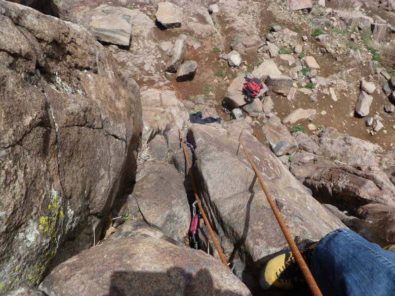 Looking down the crack.