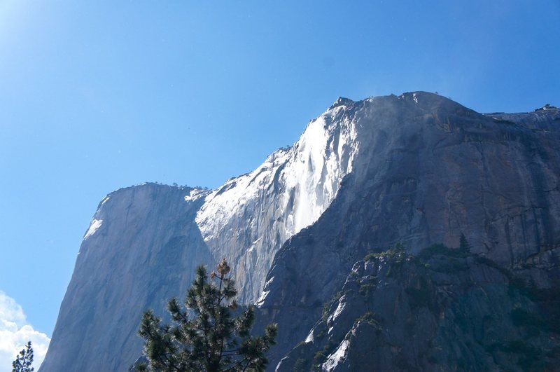 water pouring down near the East Buttress and Tangerine Trip right after a big thunderstorm