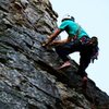 Barefoot up the knob wall.