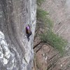 Amanda on her first ever outdoor climb, More Fun With Dick and Jane.