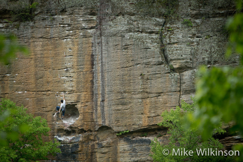 A climber working up Banshee. May 2013.