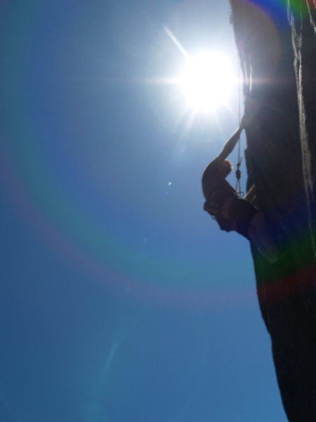 i took a friend climbing outside for his first time ever!  this was his "glory shot", this route is really fun