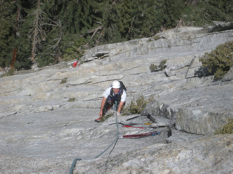 Mike Margala on pitch 3, just before undercling on overlap to dead mountain mahogony.