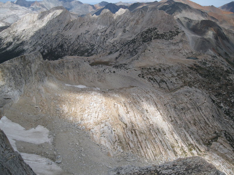 Looking at most of the Northwest Ridge from the summit of North Peak. 