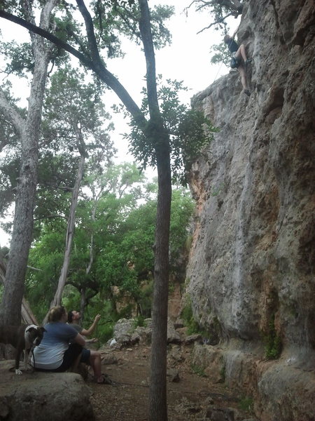 Carie highstepping on some limestone in Reimer's Ranch.