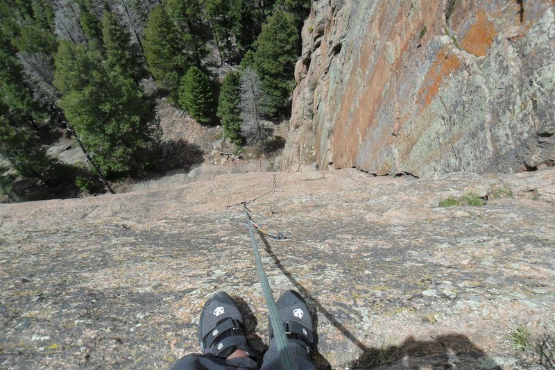 Looking down from the anchors.