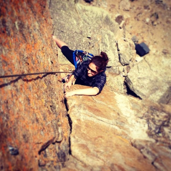 Stef at the top of pitch 1. Empire of the Air.