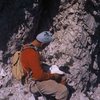 Signing the register--on a ledge one pitch below the summit!